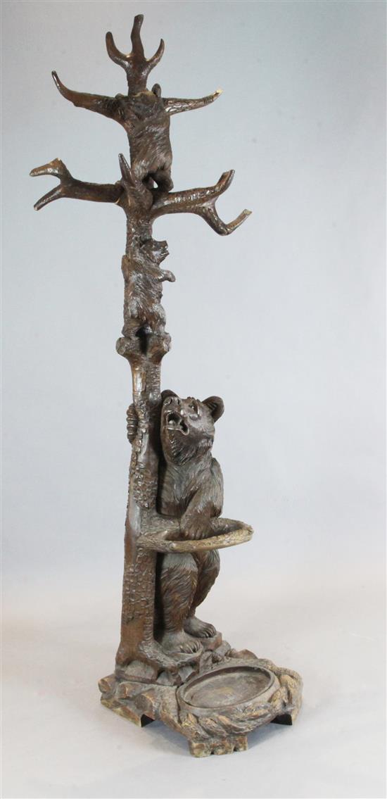 A late 19th century Black Forest carved wood bear hallstand, W.2ft 5in. H.7ft